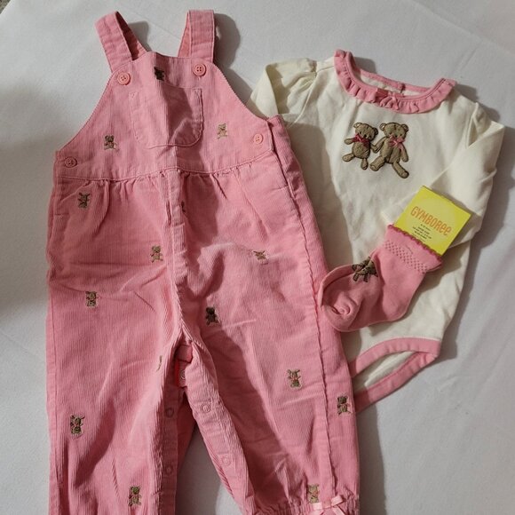 Gymboree Vintage Favorite Toys EUC 6-12 month Overalls & Bodysuit NWT socks Set.